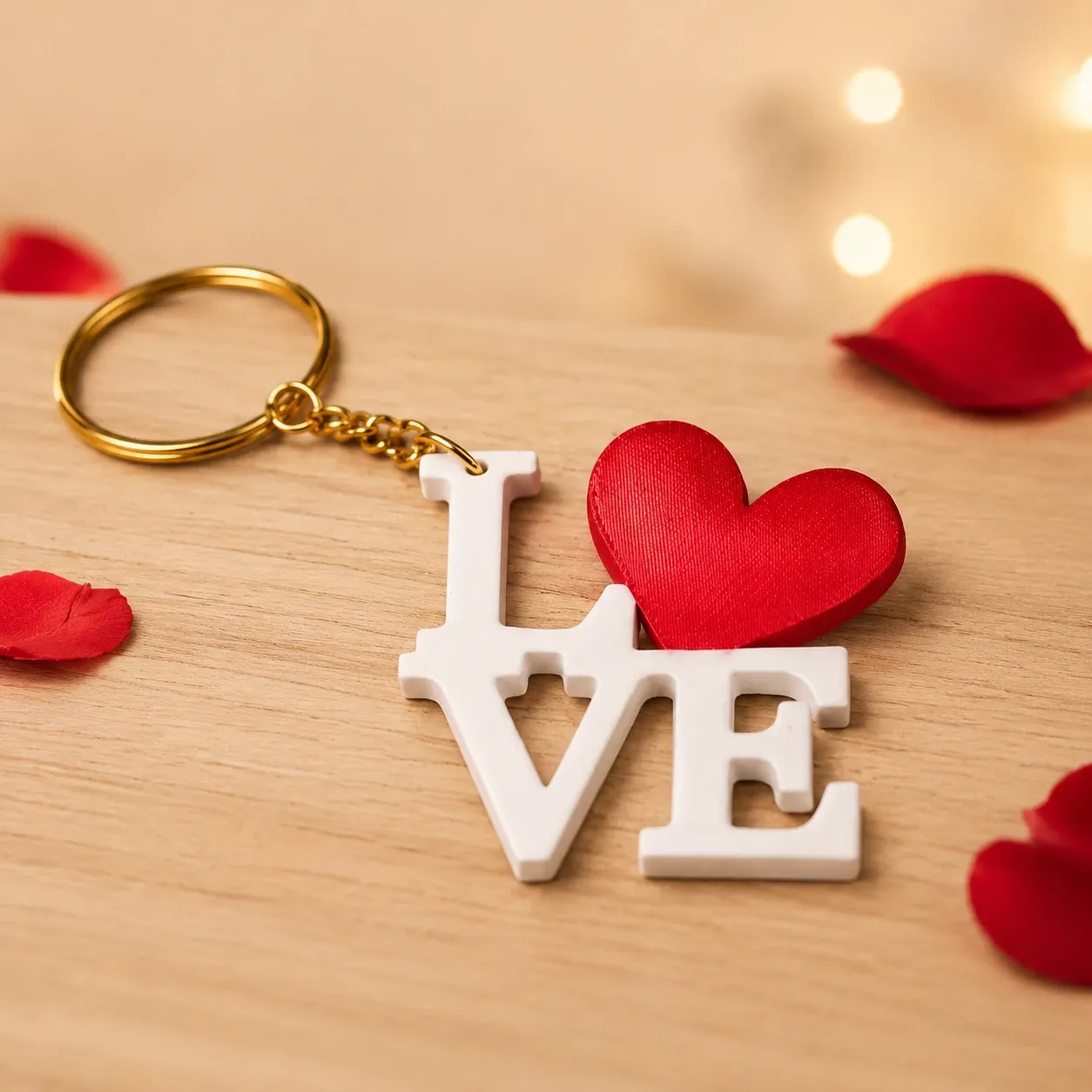 Portachiavi LOVE con cuore rosso stampato in 3D