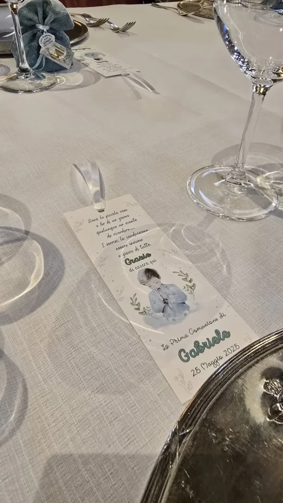 Segnaposto personalizzato con foto e nome per la prima comunione